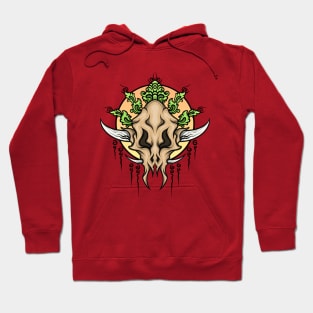 Skull Head with Colored Balinese Carving Style Hoodie